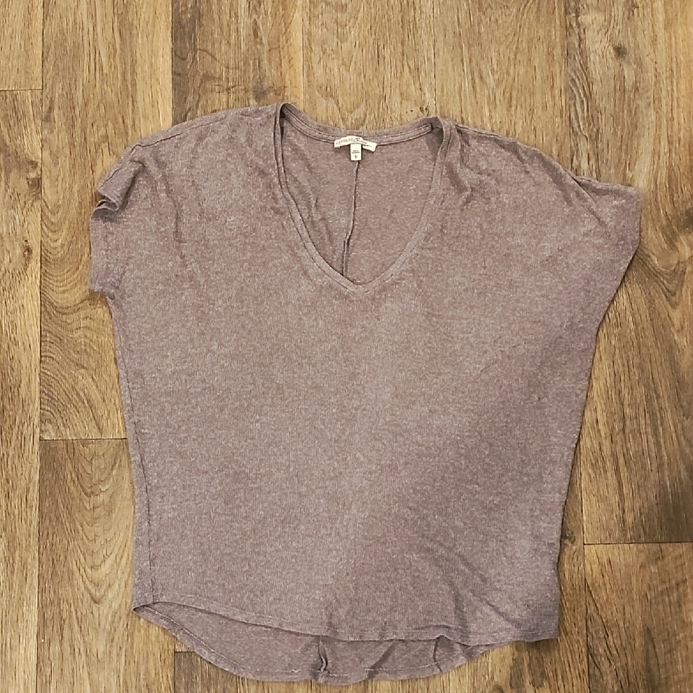 Express Mauve V-Neck Short Sleeve Tee
